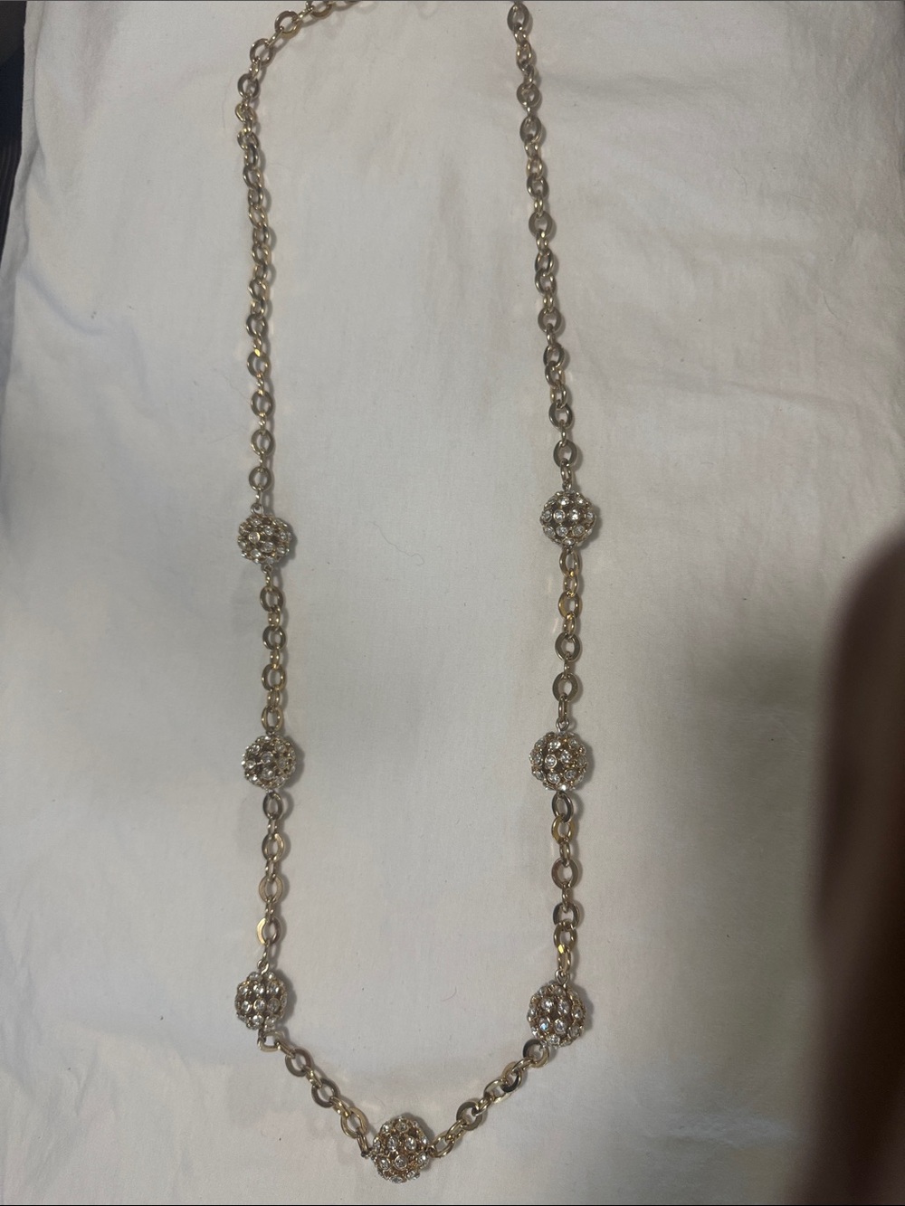 J crew Elegant Gold-Tone Crystal Ball Station Necklace - Women's Jewelry